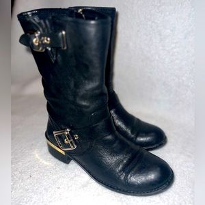 Vince Camuto Mid Calf Boots w/ Gold Buckles | Size 7.5 | Black |